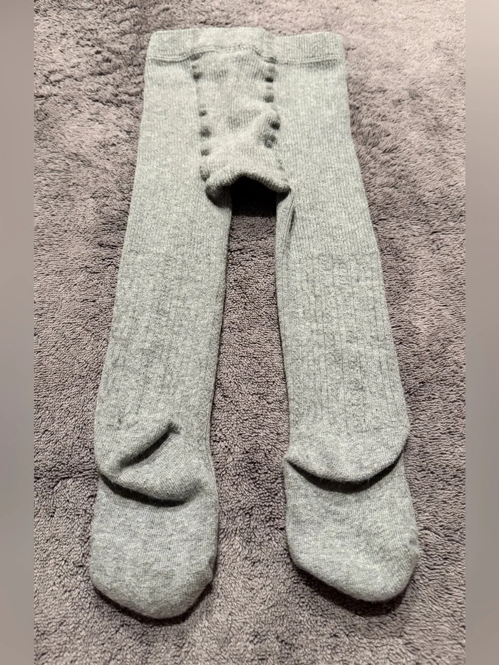 Light Gray Ribbed Knit Tights